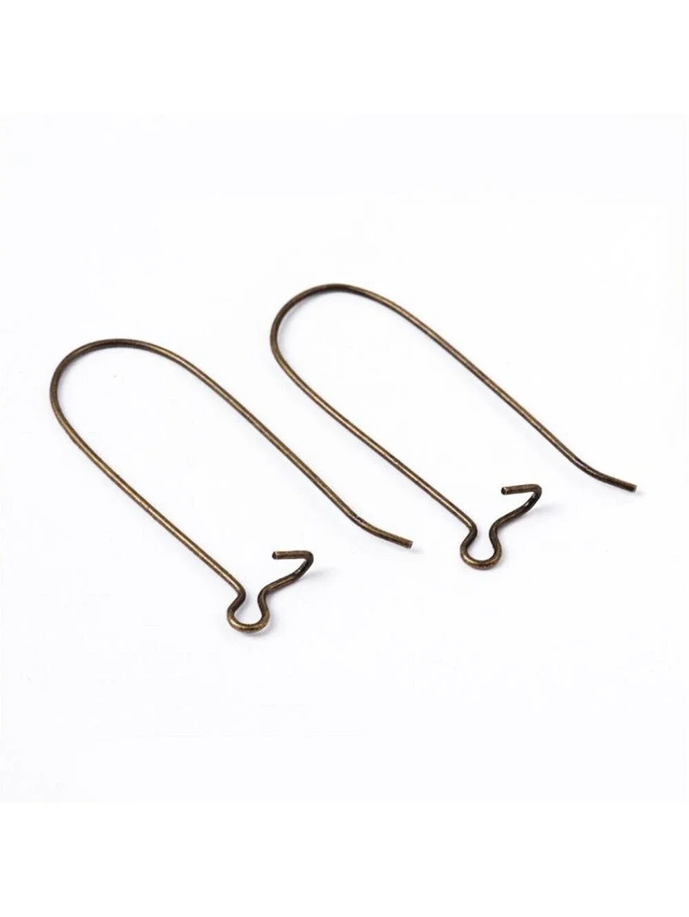 Antique Brass Bronze Kidney Earwires Earring Findings 33mm Long Steampunk 10 pcs